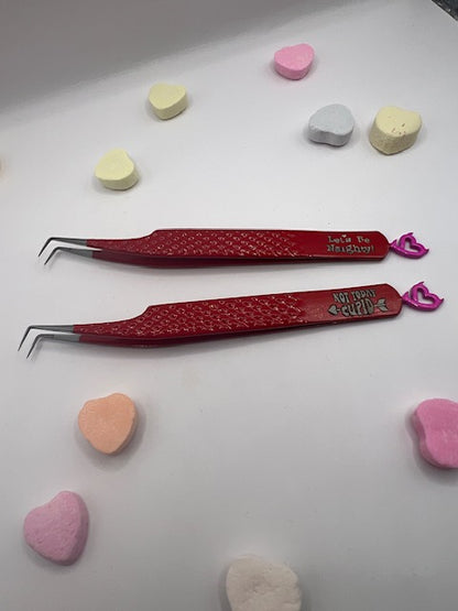 90 degree fine point tweezer with fiber tip